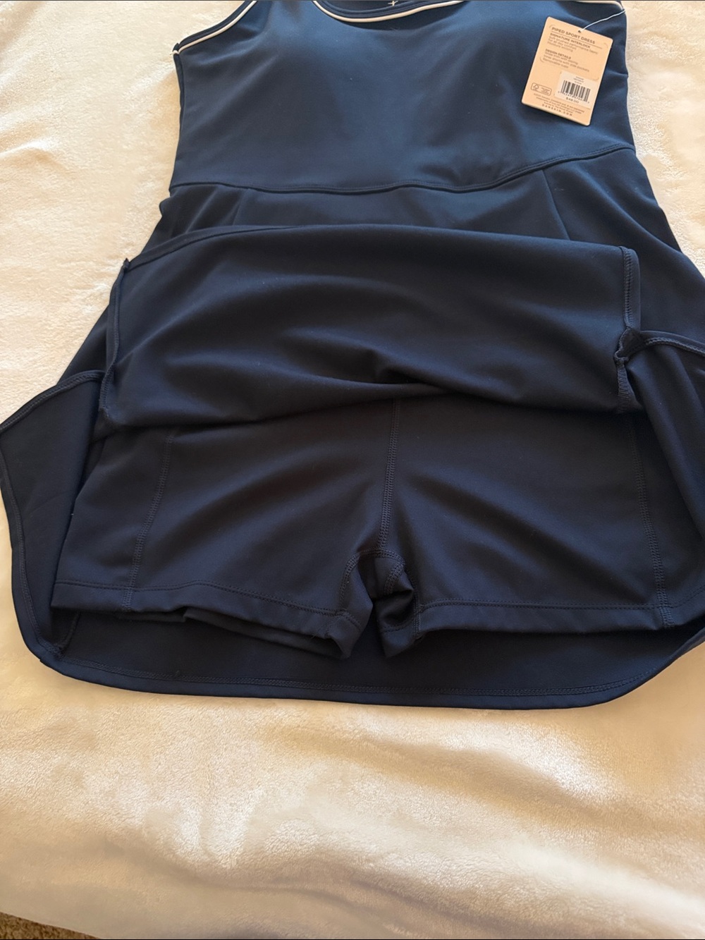 Danskin Navy Blue Dress with White Trim Tank Style - Picture 3 of 4